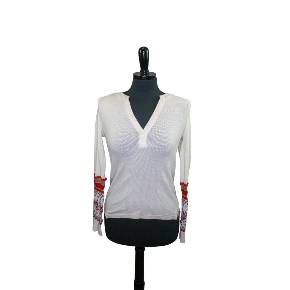We The Free V Neck Thermal Top Crochet Knit Folk Scandi Cabin Cozy